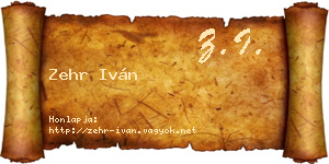 Zehr Iván névjegykártya